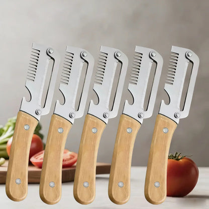 Vegetable Peeler with Stainless Steel Blade and Wooden Handle