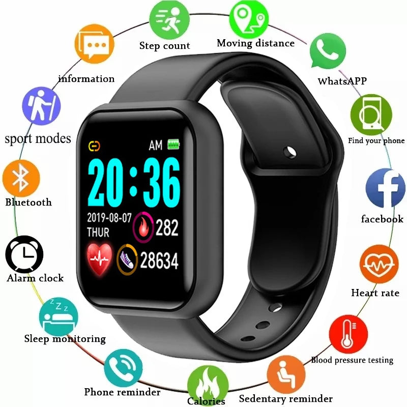Fitness Smart Watch with Step Tracking and Bluetooth Connectivity