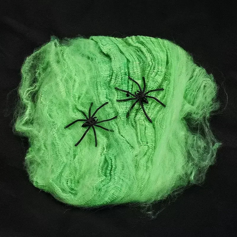 Artificial Spider Web Halloween Decoration Scary Party Scene Props White Stretchy Cobweb Horror House Home Decora Accessories