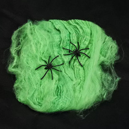 Artificial Spider Web Halloween Decoration Scary Party Scene Props White Stretchy Cobweb Horror House Home Decora Accessories