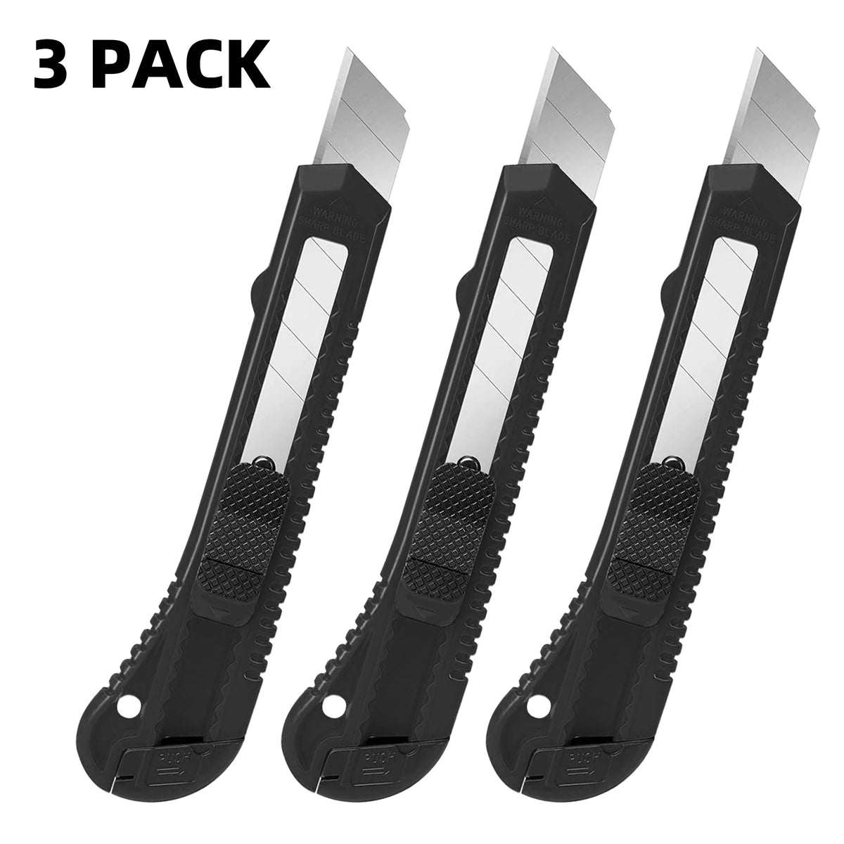 Utility Knife Box Cutter – Retractable Cardboard Cutter 3 Pack