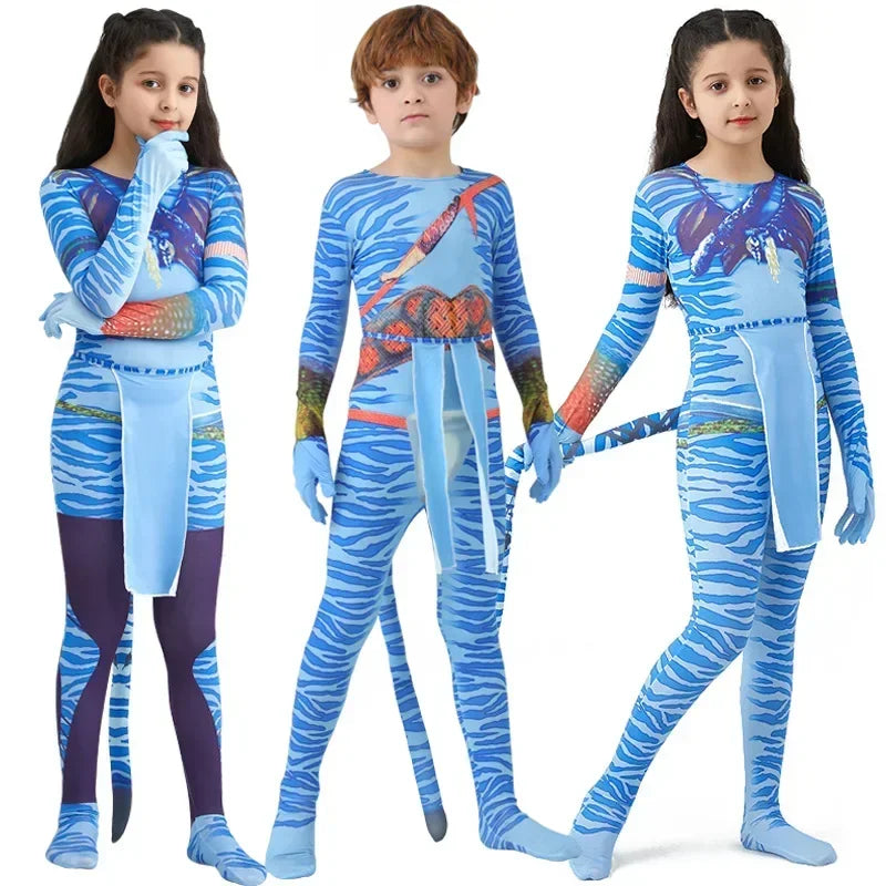 Alien Cosplay Costume – Kids Halloween Jumpsuit with Tail