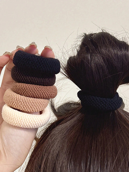 Scrunchie Hair Ties – Thick Elastic Bands in Mixed Colors, 5 or 10 Pack