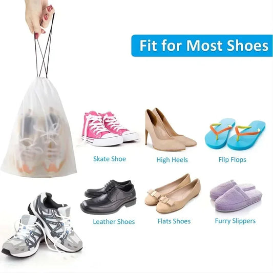 Shoe Storage Bag, Transparent Waterproof Drawstring Travel Organizer