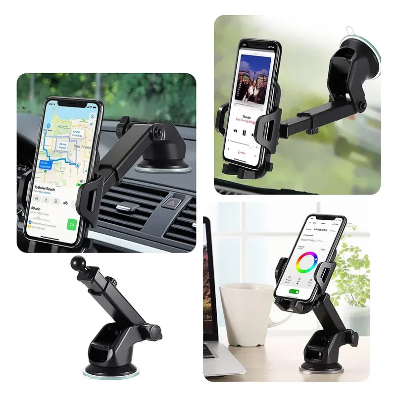 Car Phone Holder with 360° Windshield Mount for Smartphones