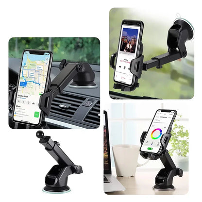 Car Phone Holder with 360° Windshield Mount for Smartphones