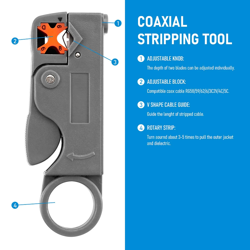 Coaxial Cable Stripper – Adjustable Wire Stripping Tool