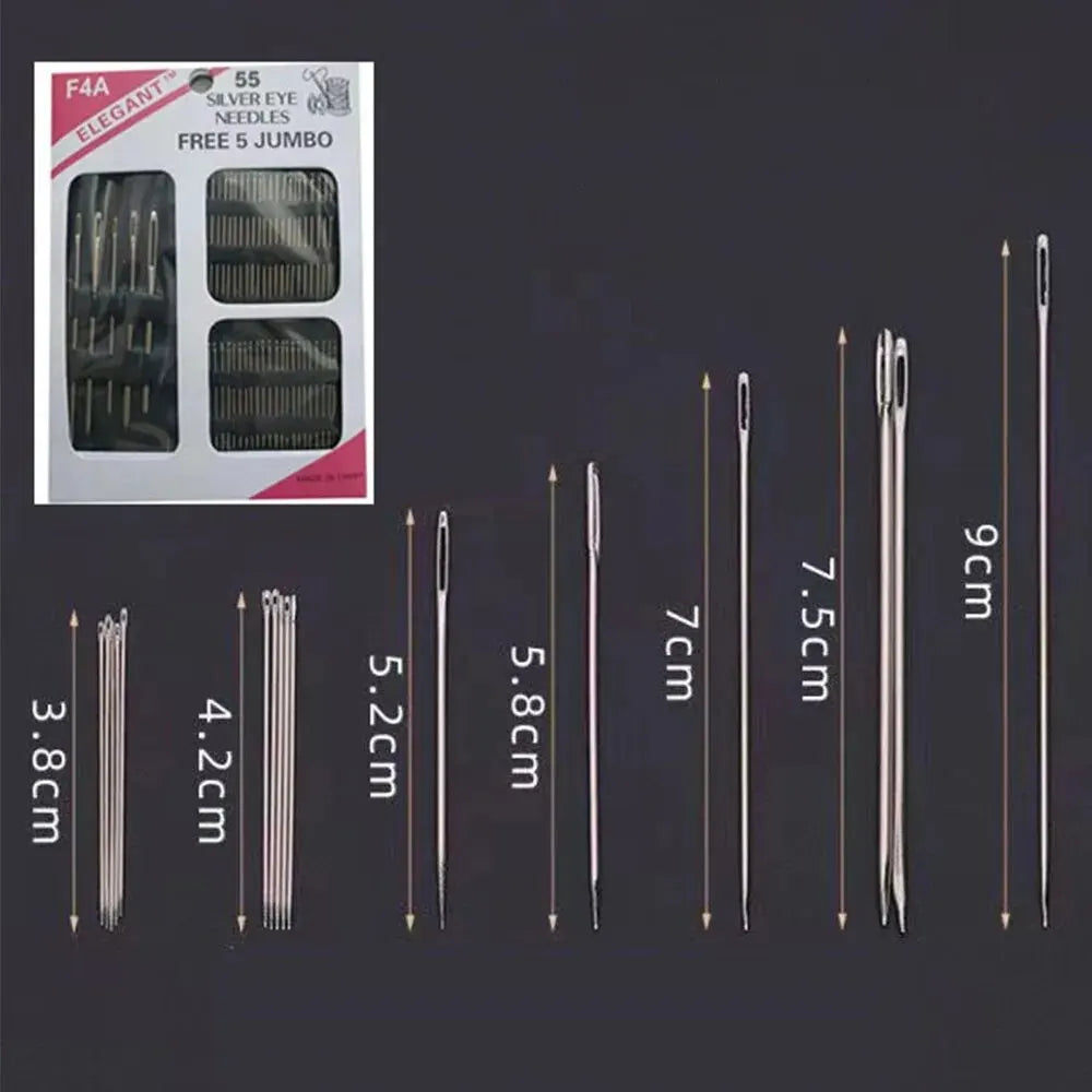 55-Piece Big Eye Sewing Needles Set for Hand Sewing