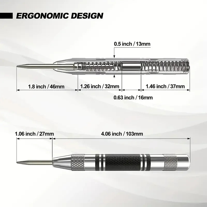 Automatic Center Punch – Spring Loaded Hole Marker for Wood & Metal