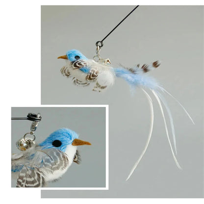 Cat Feather Toy Replacement Head with Bell for Interactive Cat Play