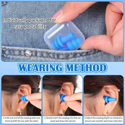 Reusable Silicone Ear Plugs for Sleeping, Swimming & Noise Reduction