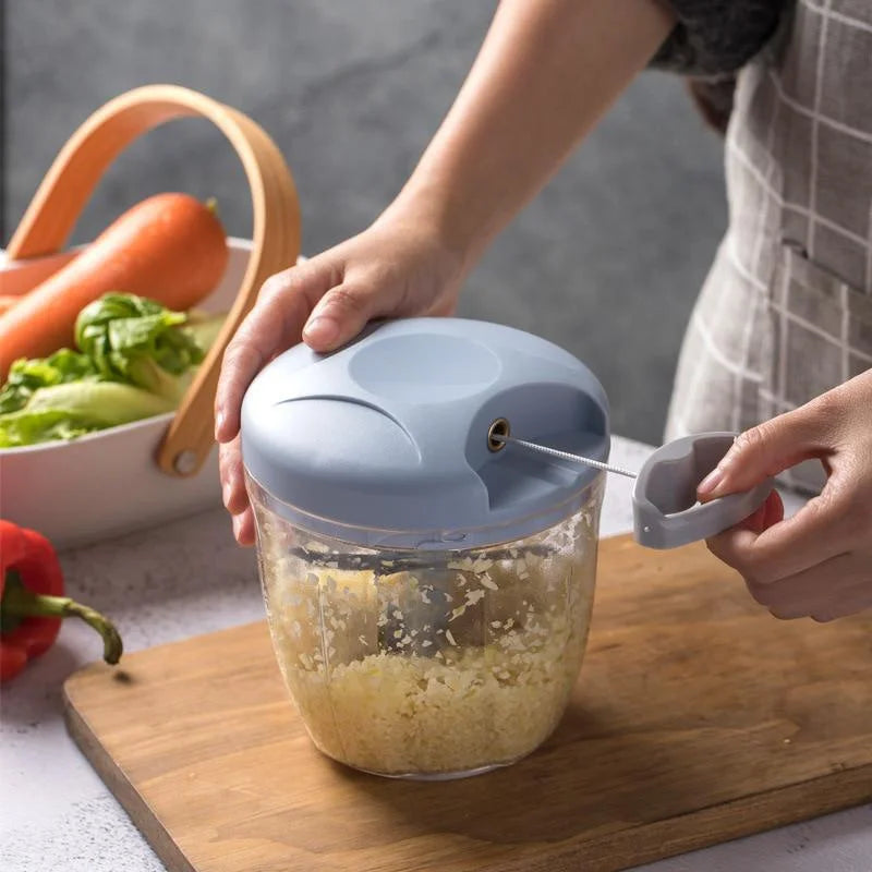 Manual Garlic Chopper – 500/900ml Hand Pull Food Mincer