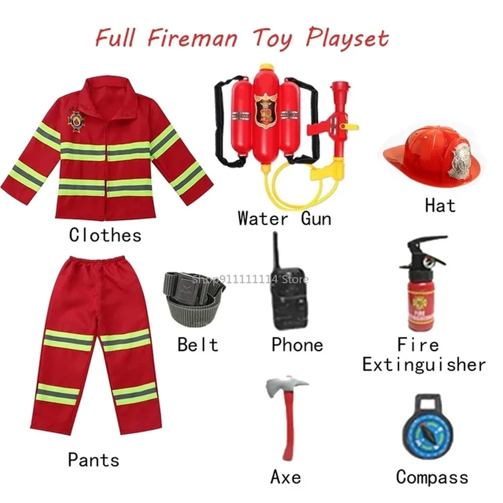 Kids Firefighter Costume – Fireman Uniform Role-Play Set