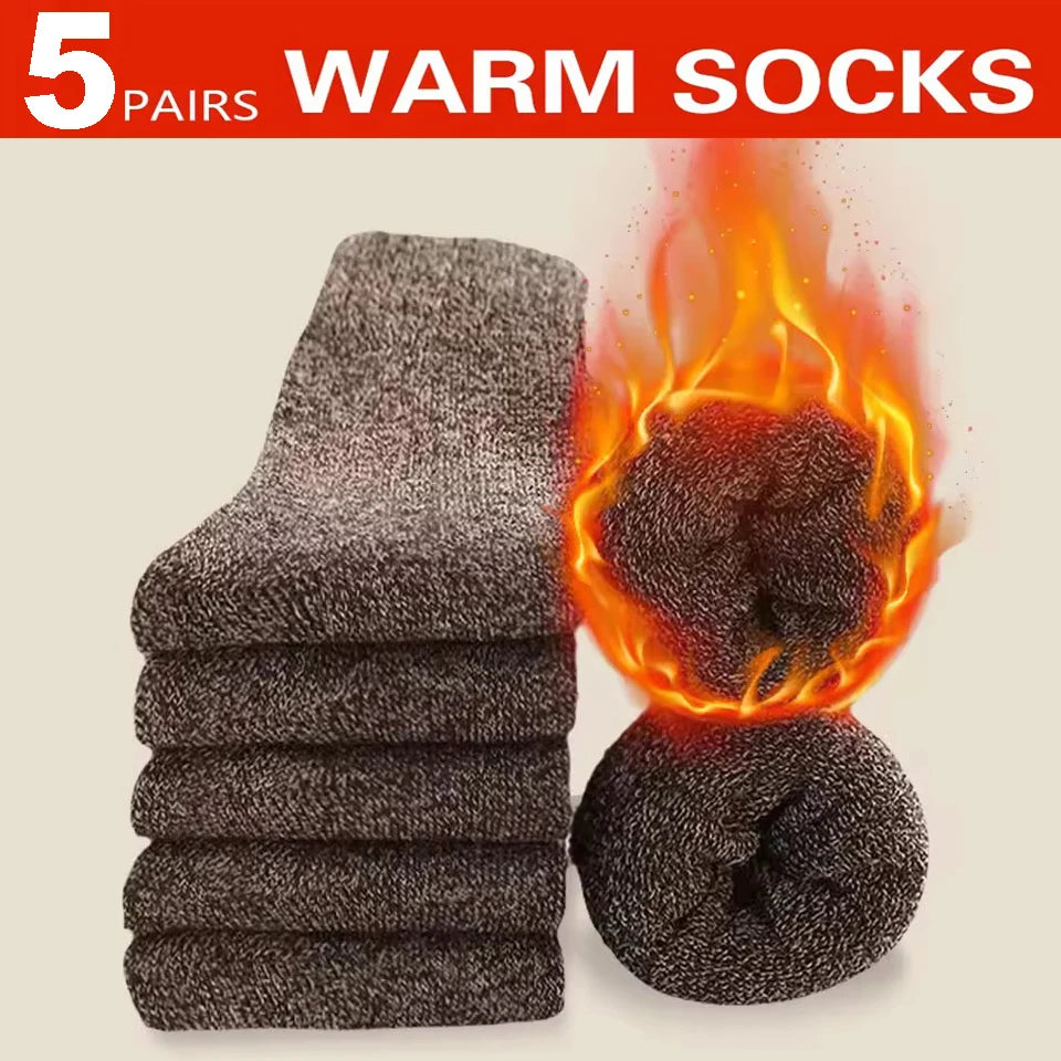 Men's Winter Socks Thick Warm Retro Crew Socks for Cold Weather