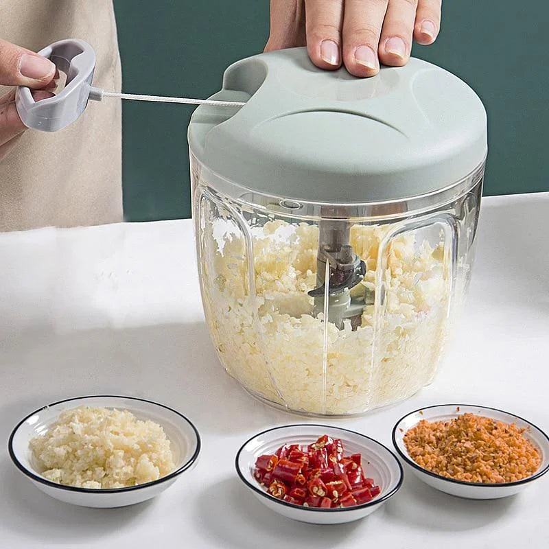 Manual Garlic Chopper – 500/900ml Hand Pull Food Mincer