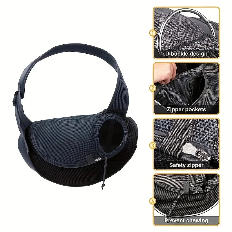 Dog Sling Carrier – Breathable Pet Travel Crossbody Backpack