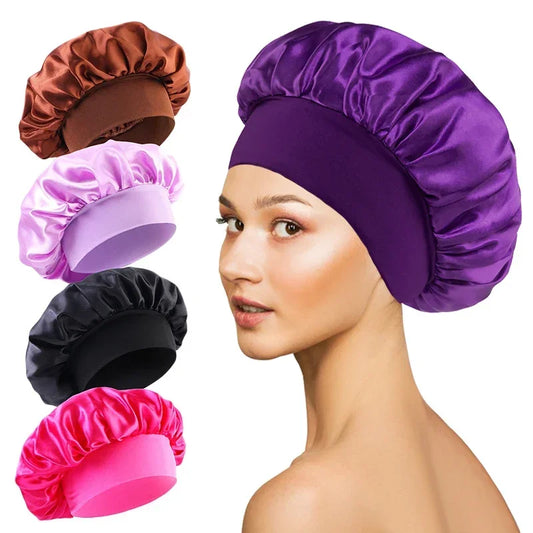 Satin Hair Bonnet for Sleeping – Large Silk Lined Hair Wrap Cap