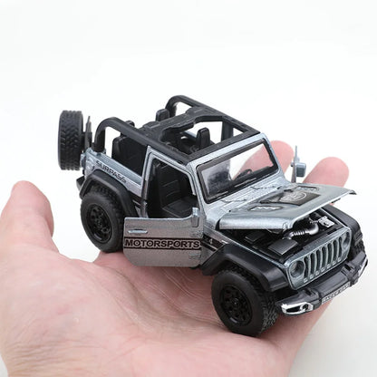 (Bagged) 1/36 Convertible Wrangler Off-Road Vehicle, Die-Cast Metal, Boy's Toy, Four Doors Openable, Pull-Back Function