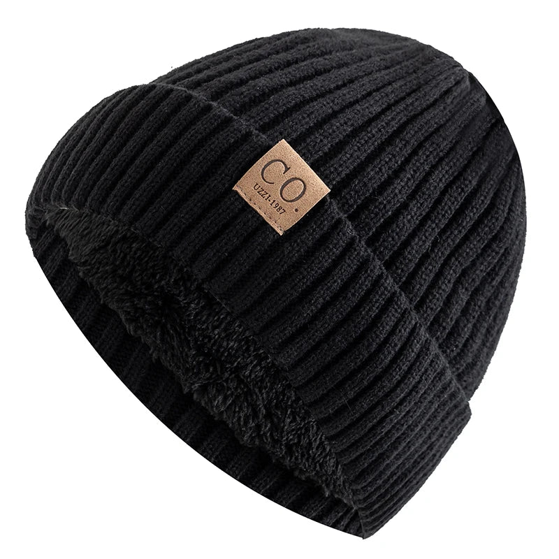 Fur Lined Winter Beanie Warm Two Tone Knit Hat for Men & Women