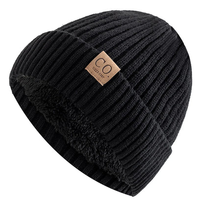 Fur Lined Winter Beanie Warm Two Tone Knit Hat for Men & Women