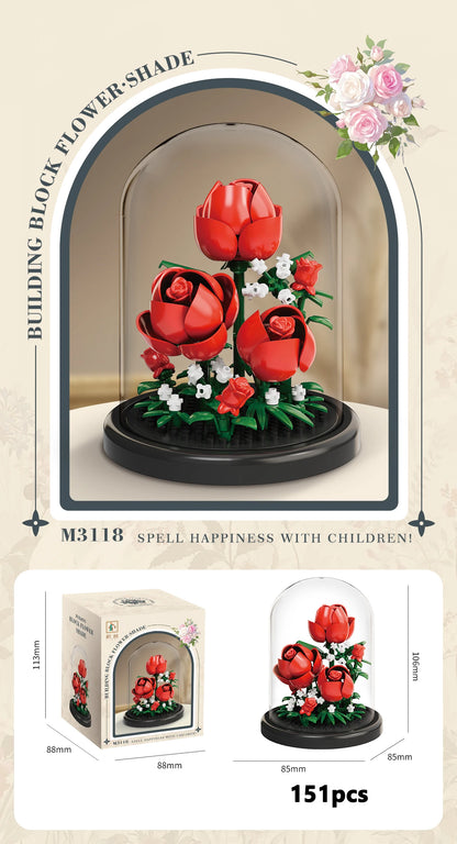 Eternal Flower Bouquet Bonsai Potted Plant Micro Building Blocks Model Home Decoration Puzzle Toys Kids Birthday Christmas Gifts