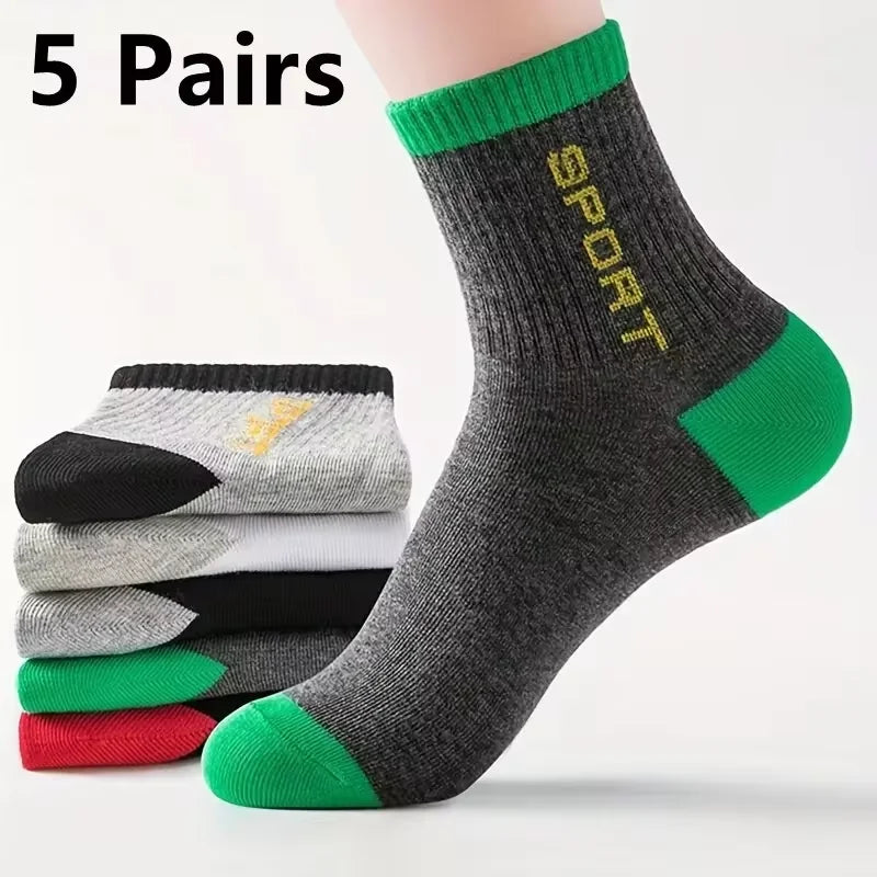 Men's Crew Socks – Breathable Cotton Blend Sports Socks, 5/10 Pairs