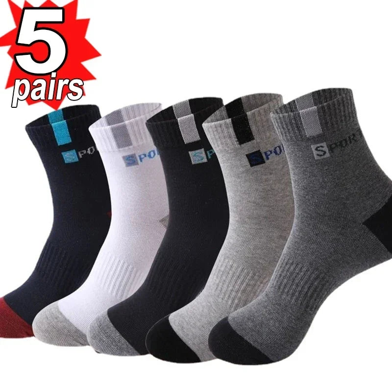 Men's Crew Socks – Breathable Cotton Blend Sports Socks, 5/10 Pairs