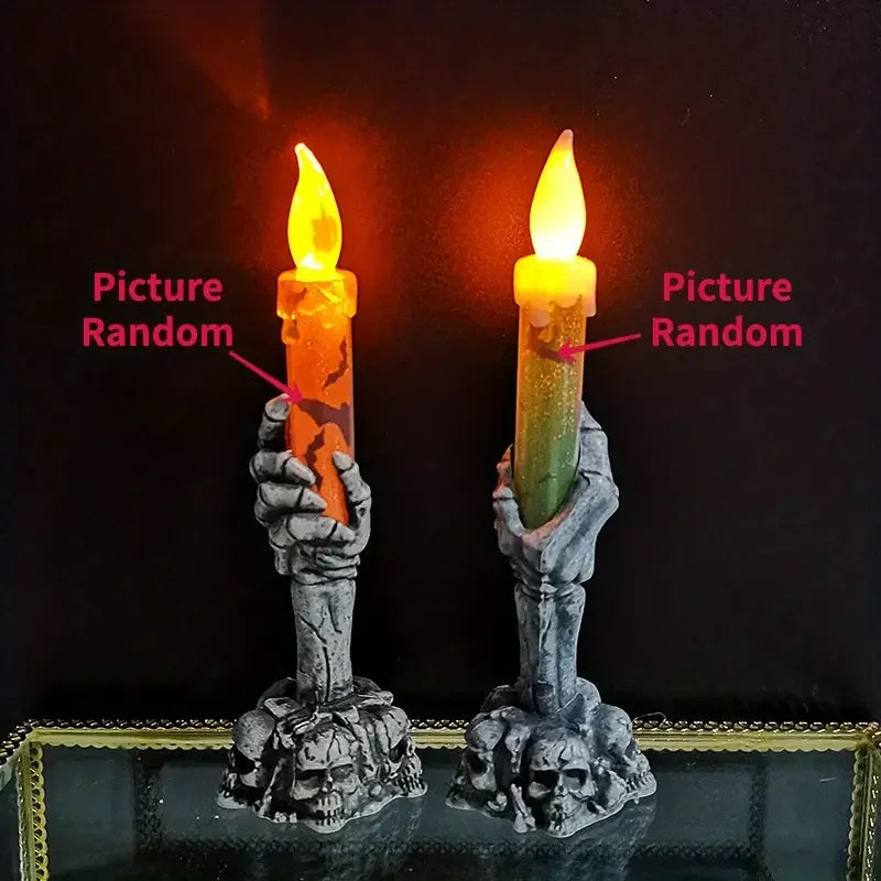 Halloween Skeleton Candle – LED Ghost Hand Haunted House Decor
