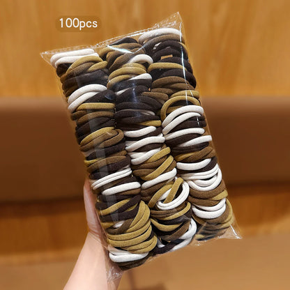 100 Pack Women's Elastic Hair Bands – Seamless Stretchy Hair Ties