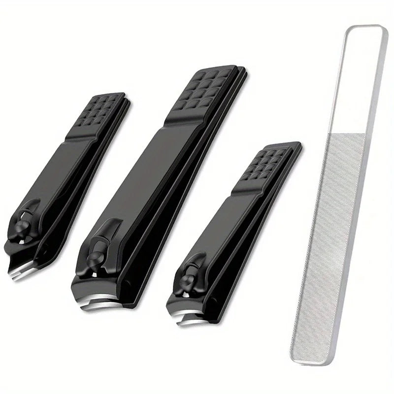 Stainless Steel Nail Clipper Set with Glass File – 4 Piece Manicure Kit