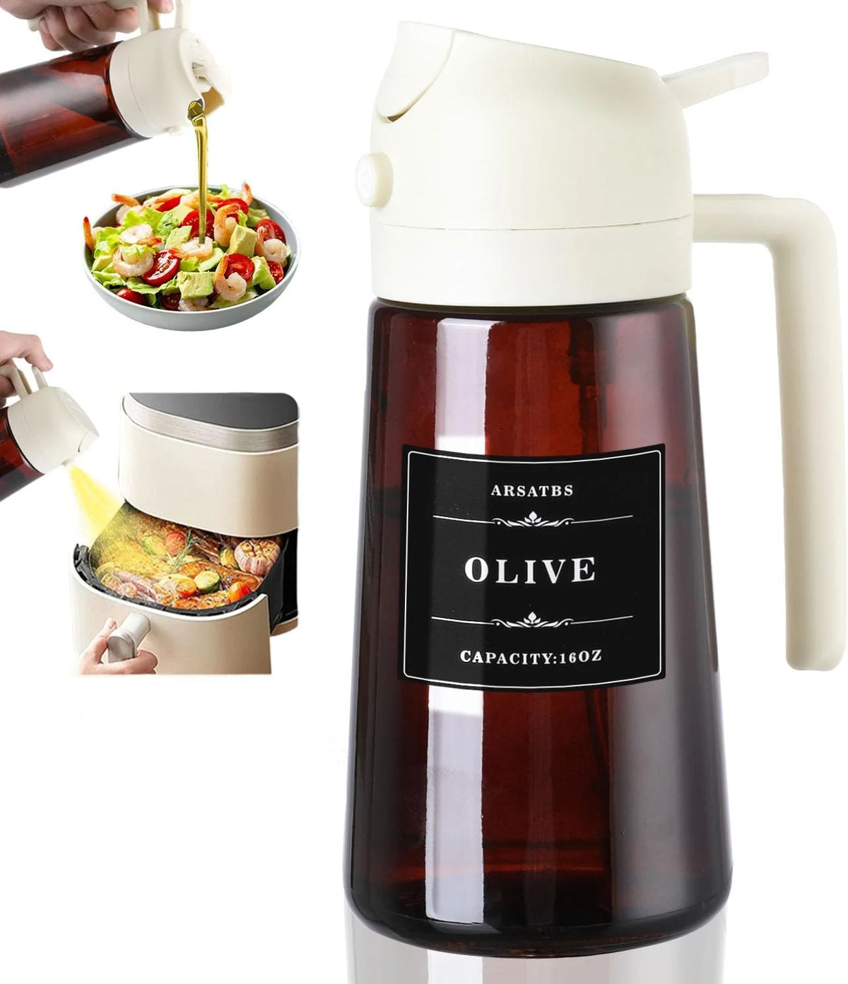 2-in-1 Olive Oil Sprayer and Dispenser Bottle for Cooking