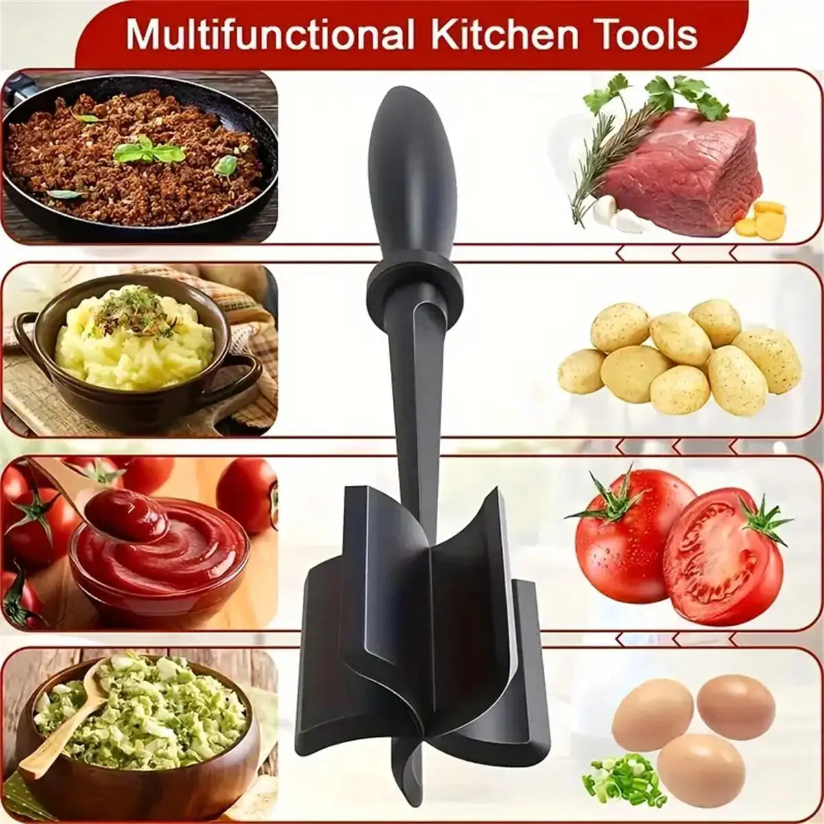 Meat Chopper, Ground Beef Smasher & Hamburger Meat Masher