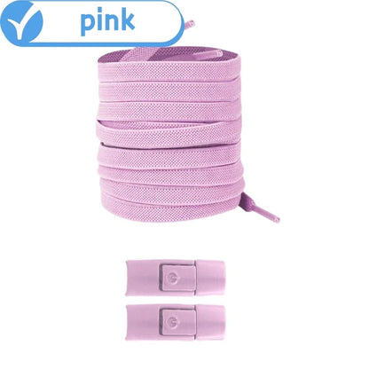 No Tie Shoe Laces with Press Lock Elastic Flat Shoelaces