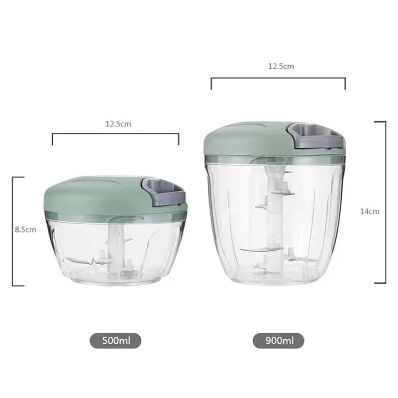 Manual Garlic Chopper – 500/900ml Hand Pull Food Mincer