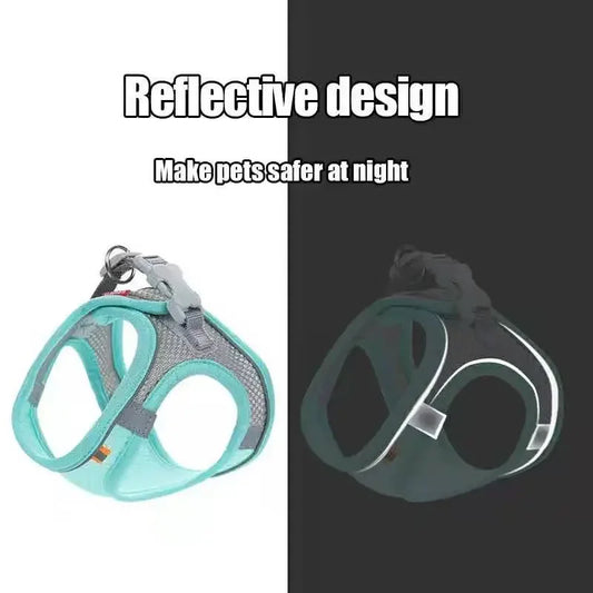 Reflective Pet Harness – Breathable Adjustable Vest & Leash Set