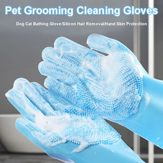 Pet Grooming Gloves for Bathing, Cleaning and Hair Removal