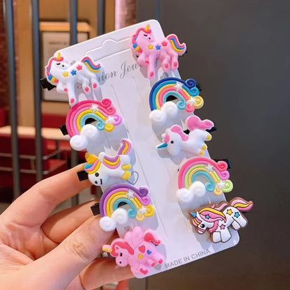 Girls Hair Clips Set – 10 Cute Cartoon Barrettes for Kids