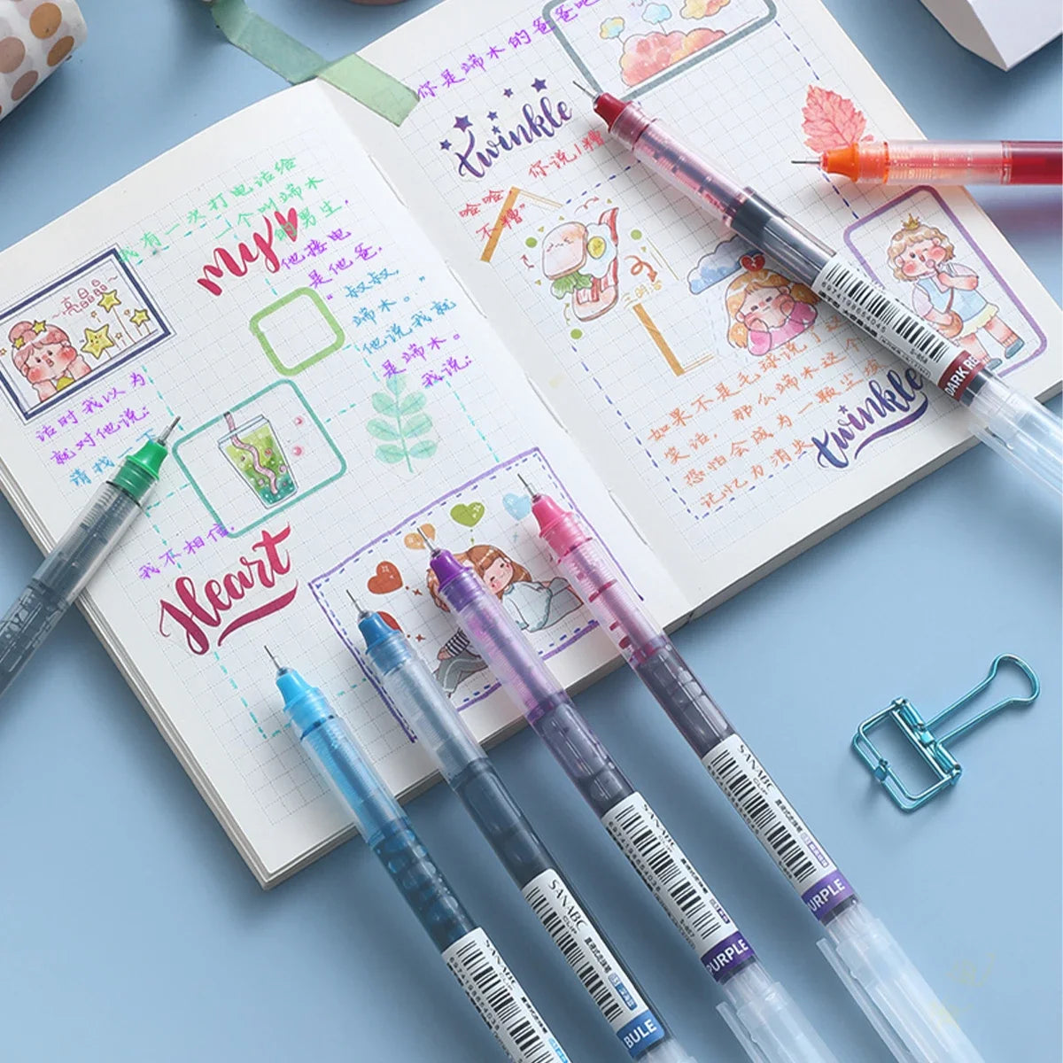 10 Pack Color Gel Pens 0.5mm Quick Dry for Writing and Note Taking