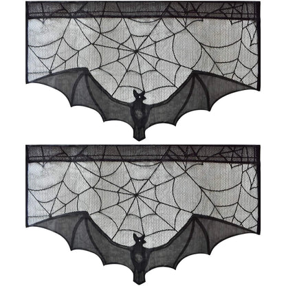 Halloween Lace Tablecloth – Black Bat & Spider Party Decor