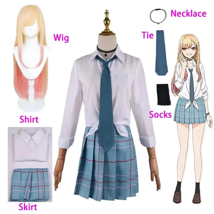 Marin Kitagawa Cosplay My Dress Up Darling JK School Uniform Dress Girls Maid Outfit Anime Cosplay Halloween Costume Wig Women