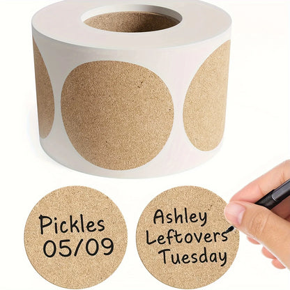 Round Kraft Paper Labels – 500 Self-Adhesive Stickers