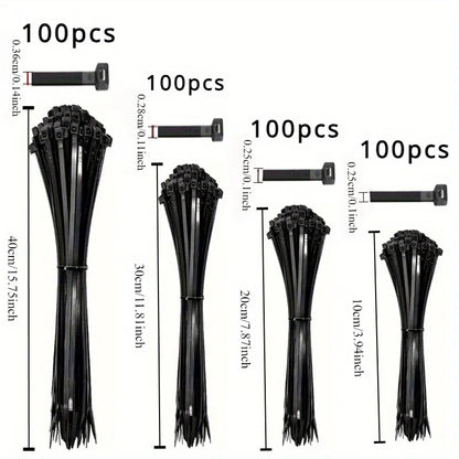 100 Pack Black Cable Ties Self-Locking for Cord Management