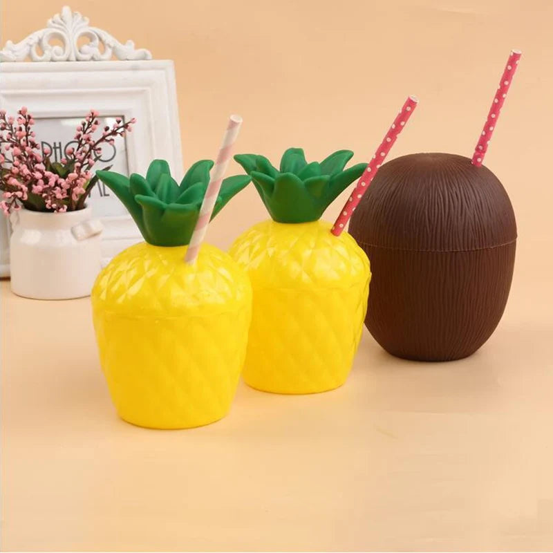 Tropical Drink Cups – Pineapple, Coconut & Strawberry Party Set
