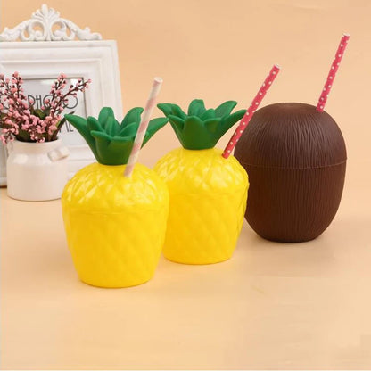 Tropical Drink Cups – Pineapple, Coconut & Strawberry Party Set