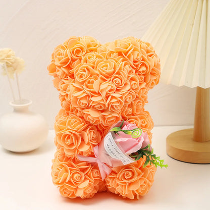 Rose Bear Bouquet Foam Flower Teddy Bear Gift for Weddings