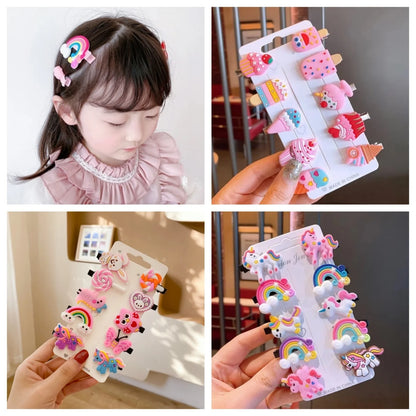 Girls Hair Clips Set – 10 Cute Cartoon Barrettes for Kids