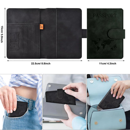 RFID Passport Holder Travel Wallet with Card and Document Slots