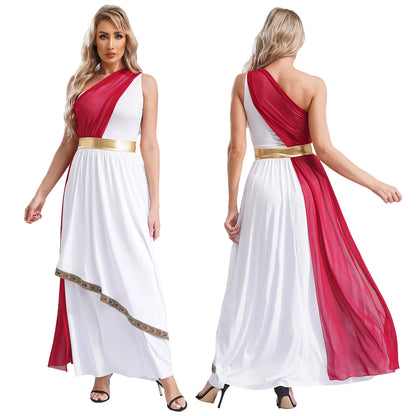 Womens Ancient Greek Athenian Princess Dress Toga Halloween Senator Caesar Cosplay Party Costume Roman Empress Long Robe Dress