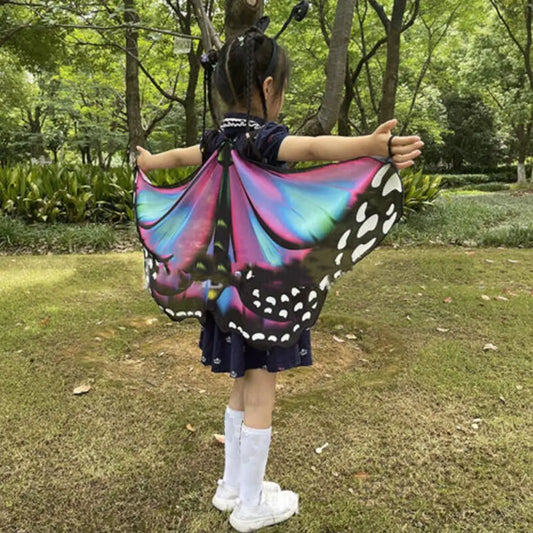 Kids Butterfly Wings Cape Girls Fairy Shawl Pixie Cloak Fancy Colorful Dress Costume Gift  Party & Holiday DIY Decorations