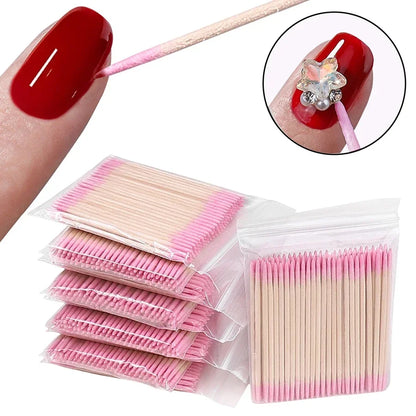 100 Pack Pointed Cotton Swabs for Nail Art and Makeup Correction